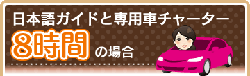 日本語ガイドと専用車チャーター8時間の場合