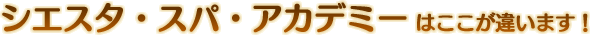 シエスタ・スパ・アカデミー はここが違います!