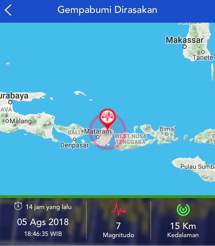 8月5日 日 にロンボク島で起きたマグニチュード7の地震について バリ島現地ブログ